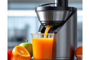 Mesin cold press moden mengekstrak jus dari buah-buahan, menunjukkan proses tanpa haba.