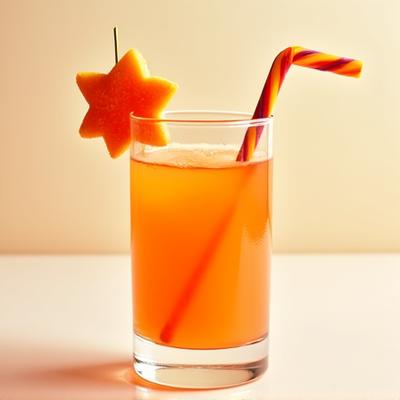 Jus dalam gelas dengan straw berwarna-warni dan hiasan buah