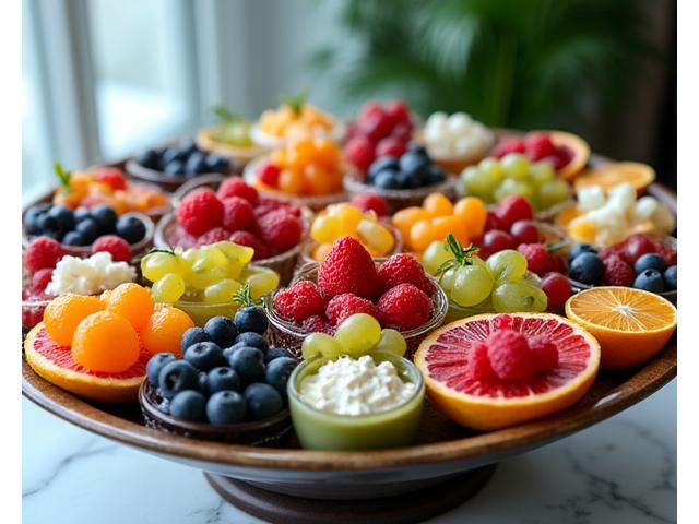 Hidangan mangkuk buah pelbagai jenis untuk acara catering atau parti