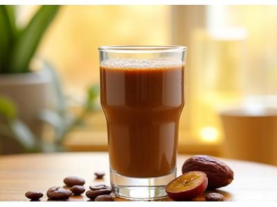 Smoothie kopi dengan pisang dan kurma, energik dan memuaskan.